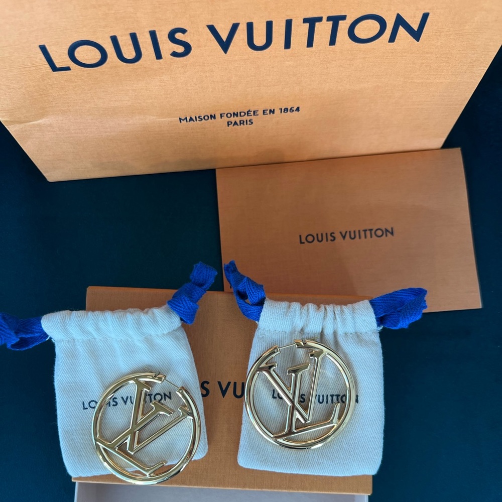 Authentic Louise Louis Vuitton Gold Hoop Earrings
